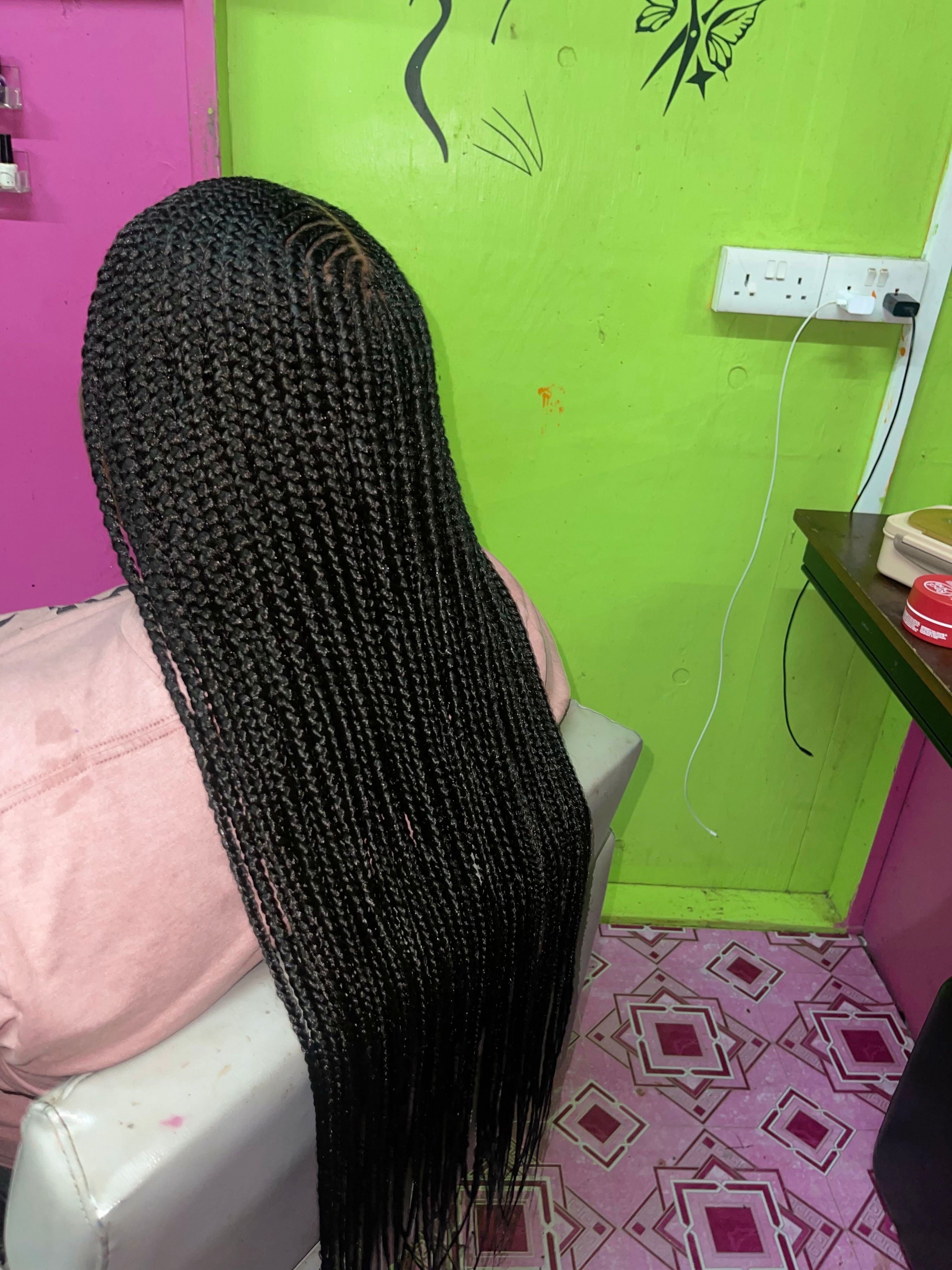 Feeding cornrows waist length 