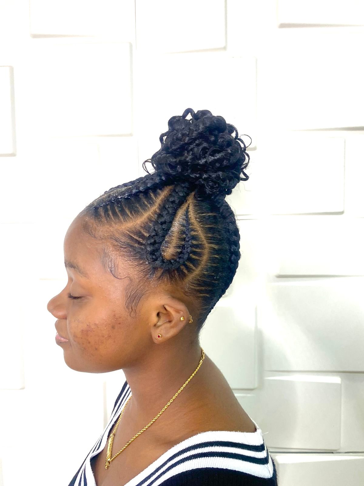 Updo with curly bun 